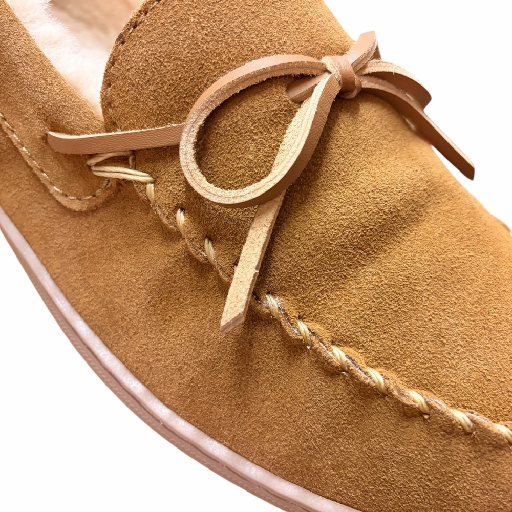 MY SLIPPERS new Men's Tan Suede Faux Fur Slip-On Leather Loafers - US11 WIDE - Picture 3 of 15